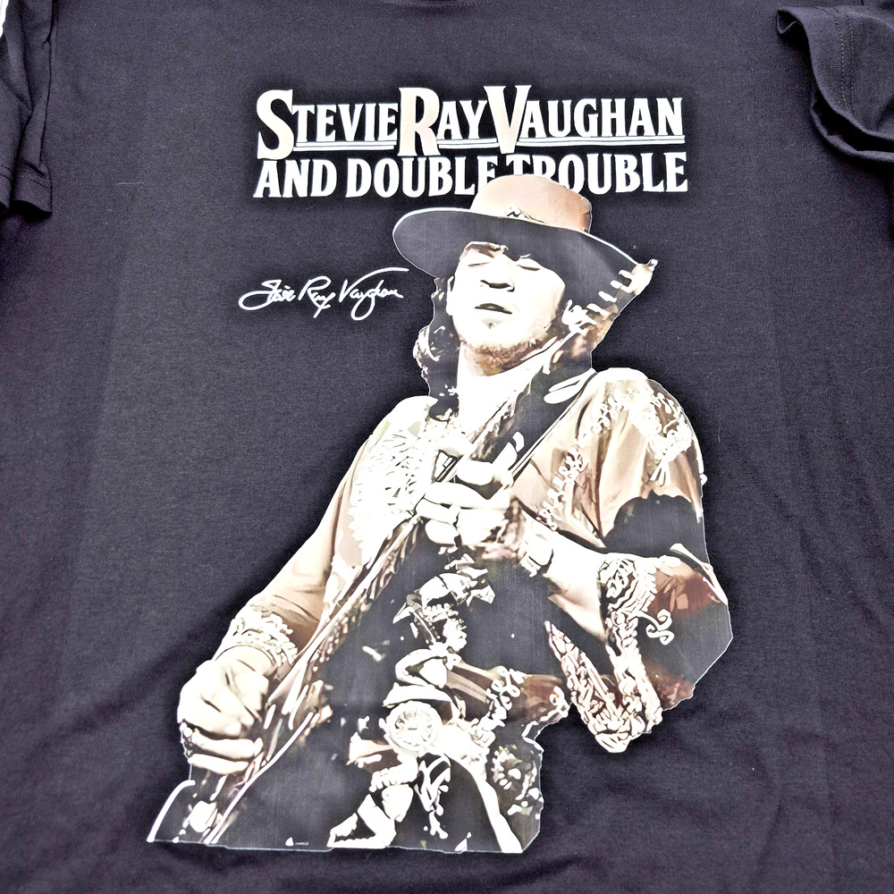 Stevie Ray Vaughan & Double Trouble Band T-Shirt Size 2XL Black Guitar Legend